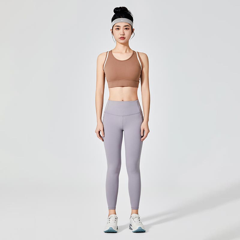 Brown Simple Line Sports Bra