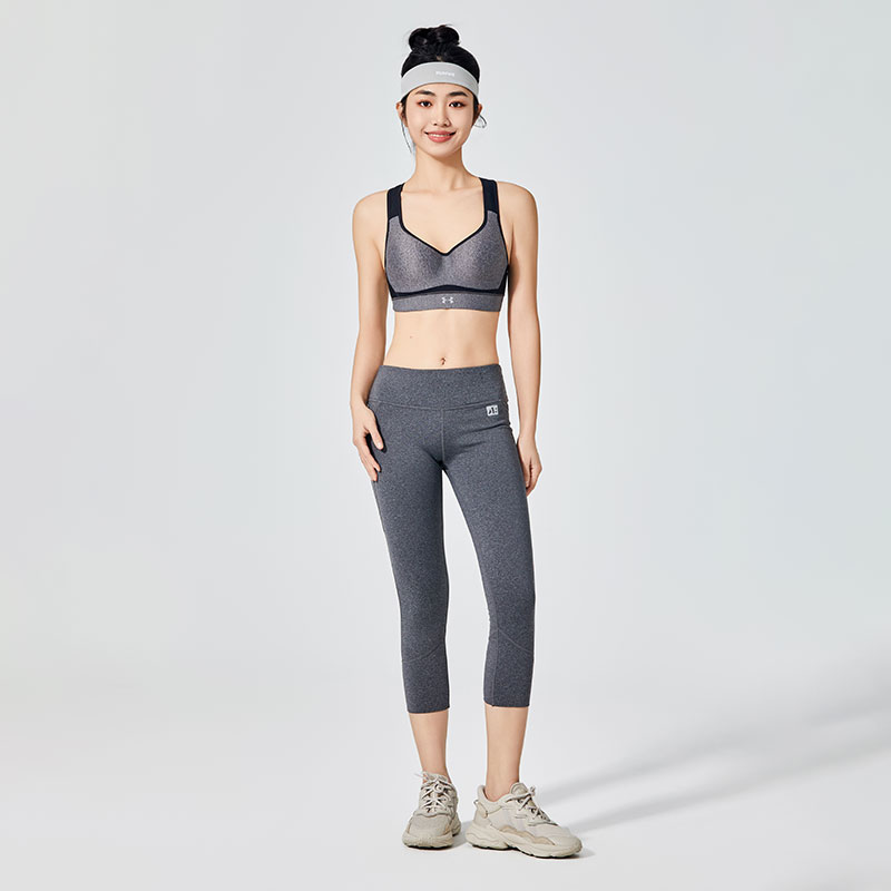 Grey Black Color Sports Bra with Bra Extender