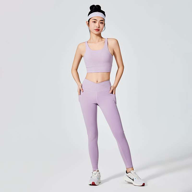 Women Lilac Plain Dyeing Sports Leggings