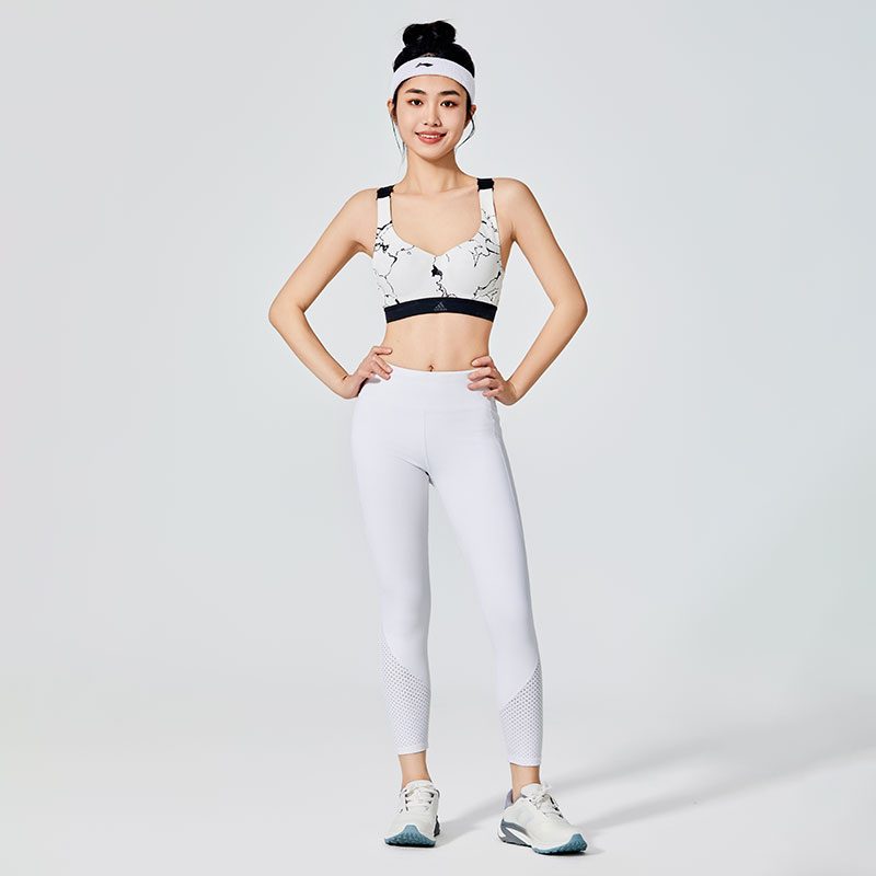 Women Pure White Sports Leggings with Mesh